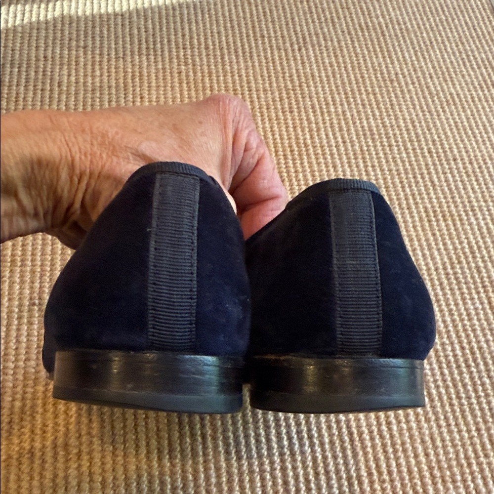 Stubbs & Wootton Navy Velvet Loafers w Silver Cat Embroidery Sz 7 - Picture 4 of 7
